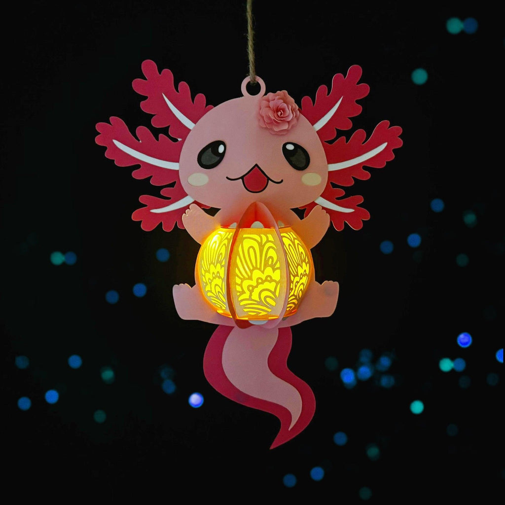 Pink Axolotl - 3D Pink Axolotl Lantern File - 9.6x4.6" - Cricut File - LightBoxGoodMan - LightboxGoodman
