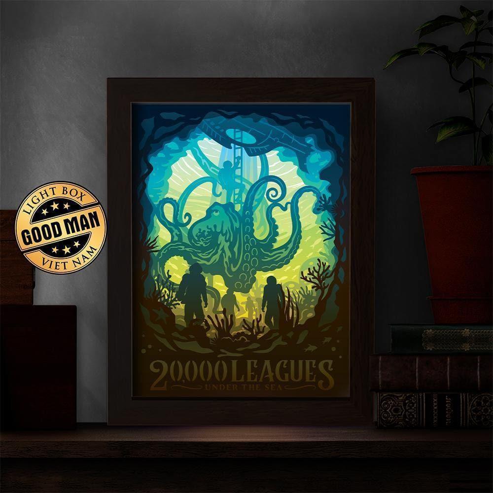 20,000 Leagues Under The Sea - Paper Cut Light Box File - Cricut File - 8x10 inches - LightBoxGoodMan - LightboxGoodman