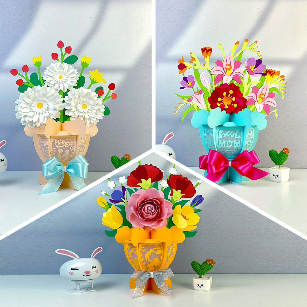 Pack 3 Different Flower Bouquet - 3D Flower Bouquet Lantern File - Cricut File - LightBoxGoodMan