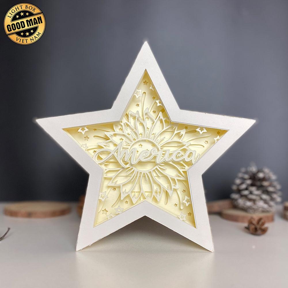 4th Of July 2 - Paper Cut Star Light Box File - Cricut File - 20x21cm - LightBoxGoodMan - LightboxGoodman