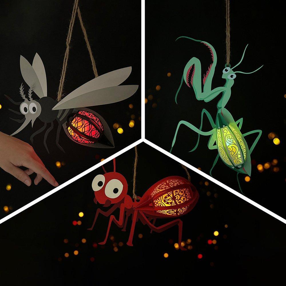 Pack 3 Different Insects - 3D Animal-shapes Lantern File - Cricut File - LightBoxGoodMan - LightboxGoodman