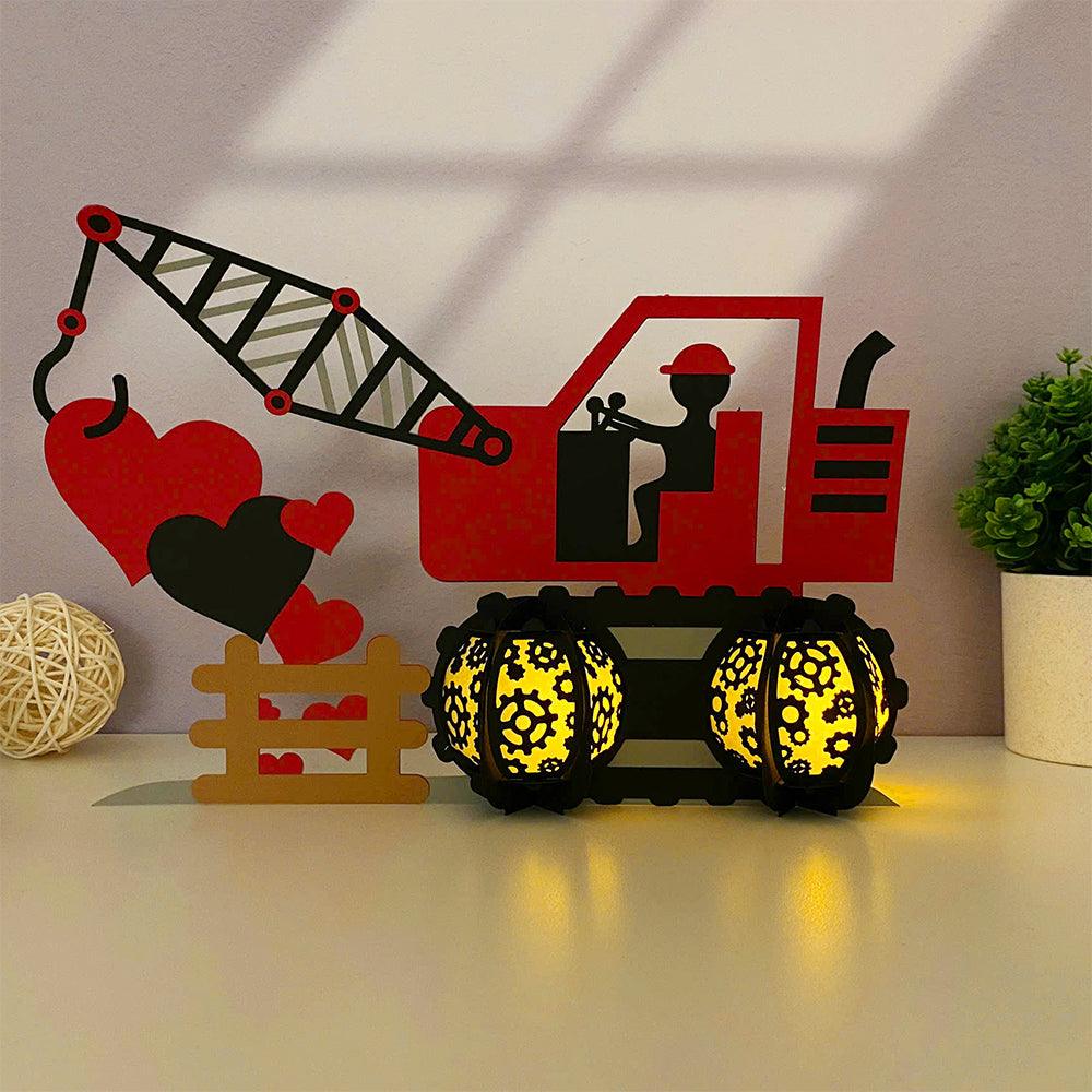 Crane Truck Love - 3D Love Lantern File - Cricut File 1 - LightBoxGoodMan