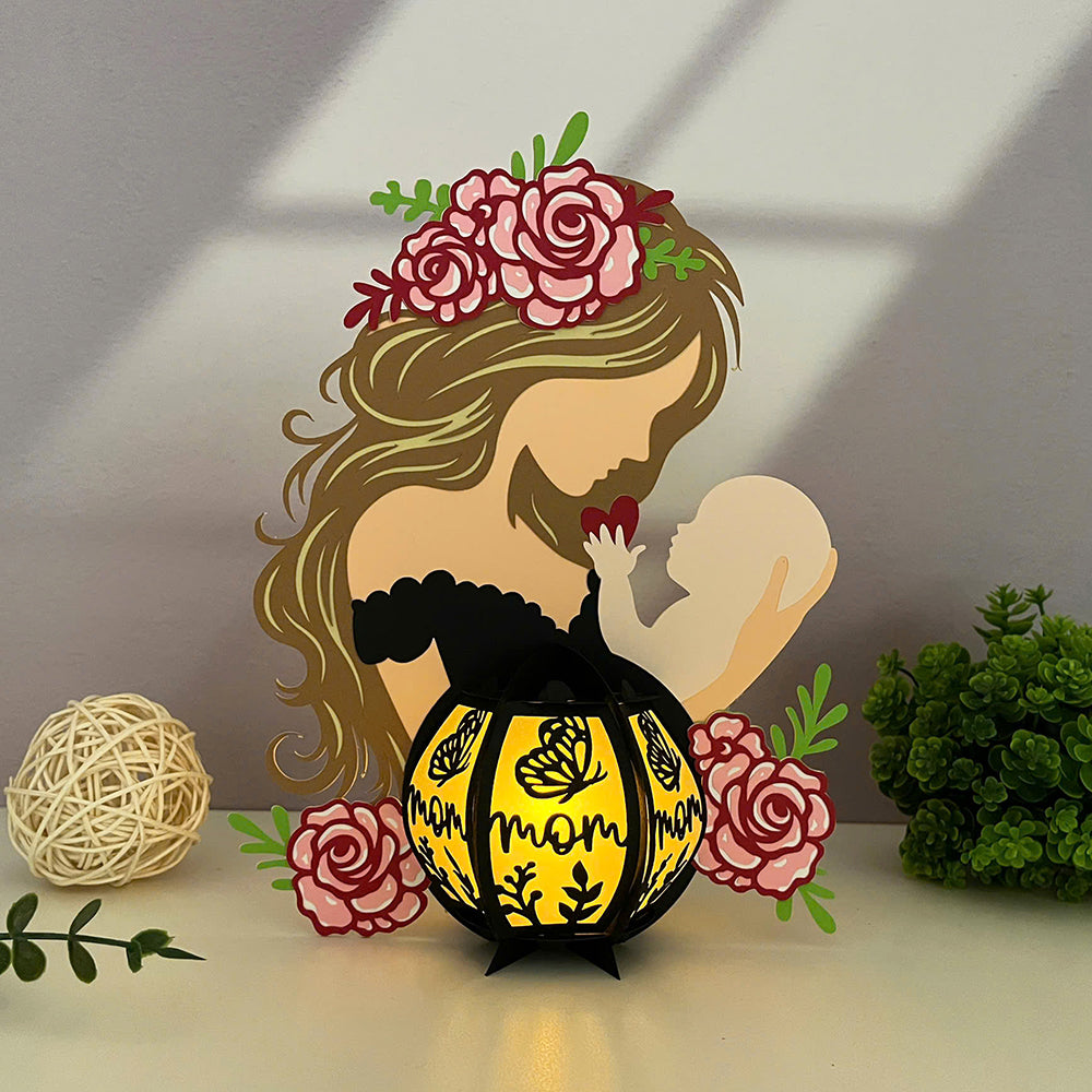 Mom and Son - Mother's Day Themed 3D Lantern File - Cricut File 1 - LightBoxGoodMan