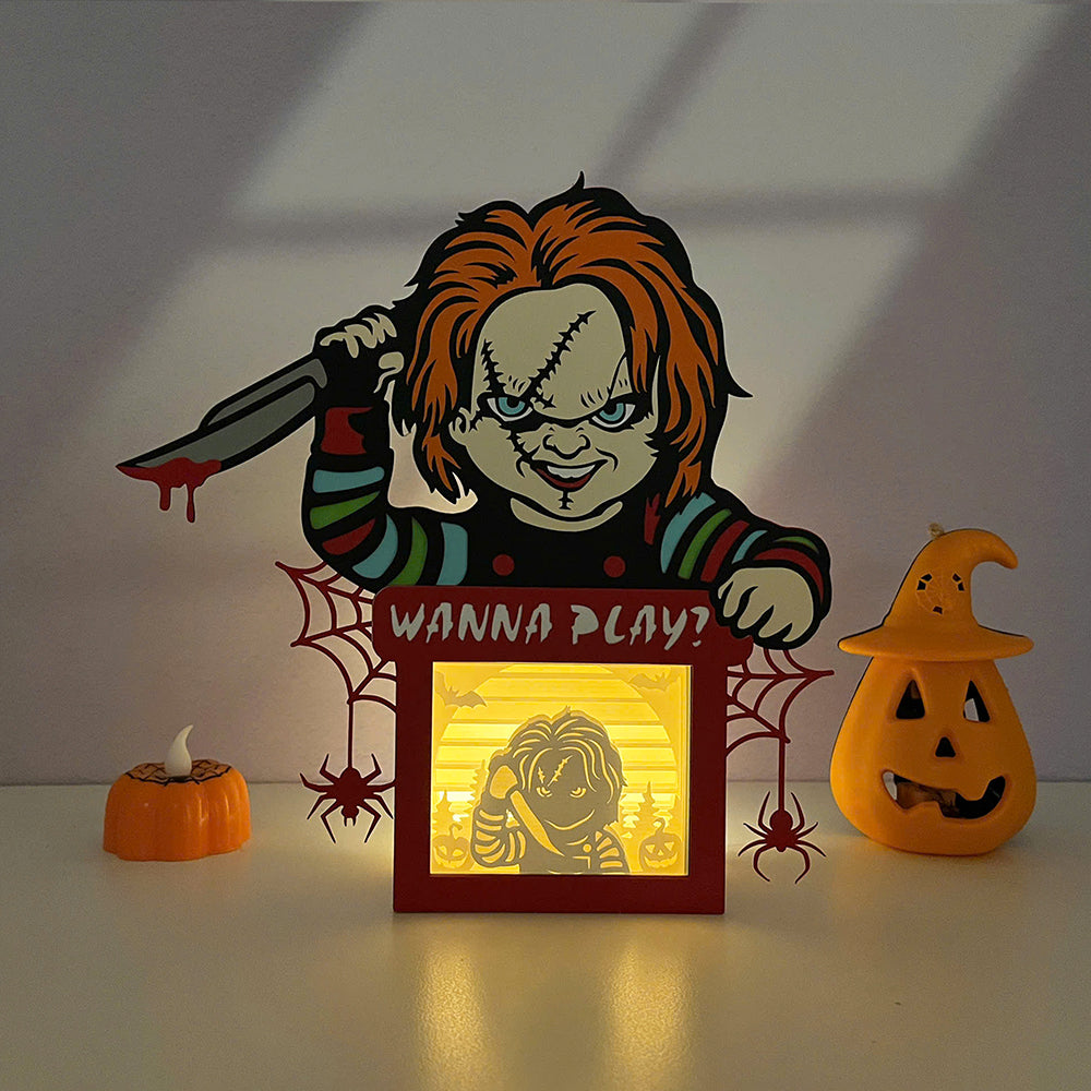 Chucky - Horror Movies Papercut Lightbox File - 7.8x8.1" - Cricut File - LightBoxGoodMan