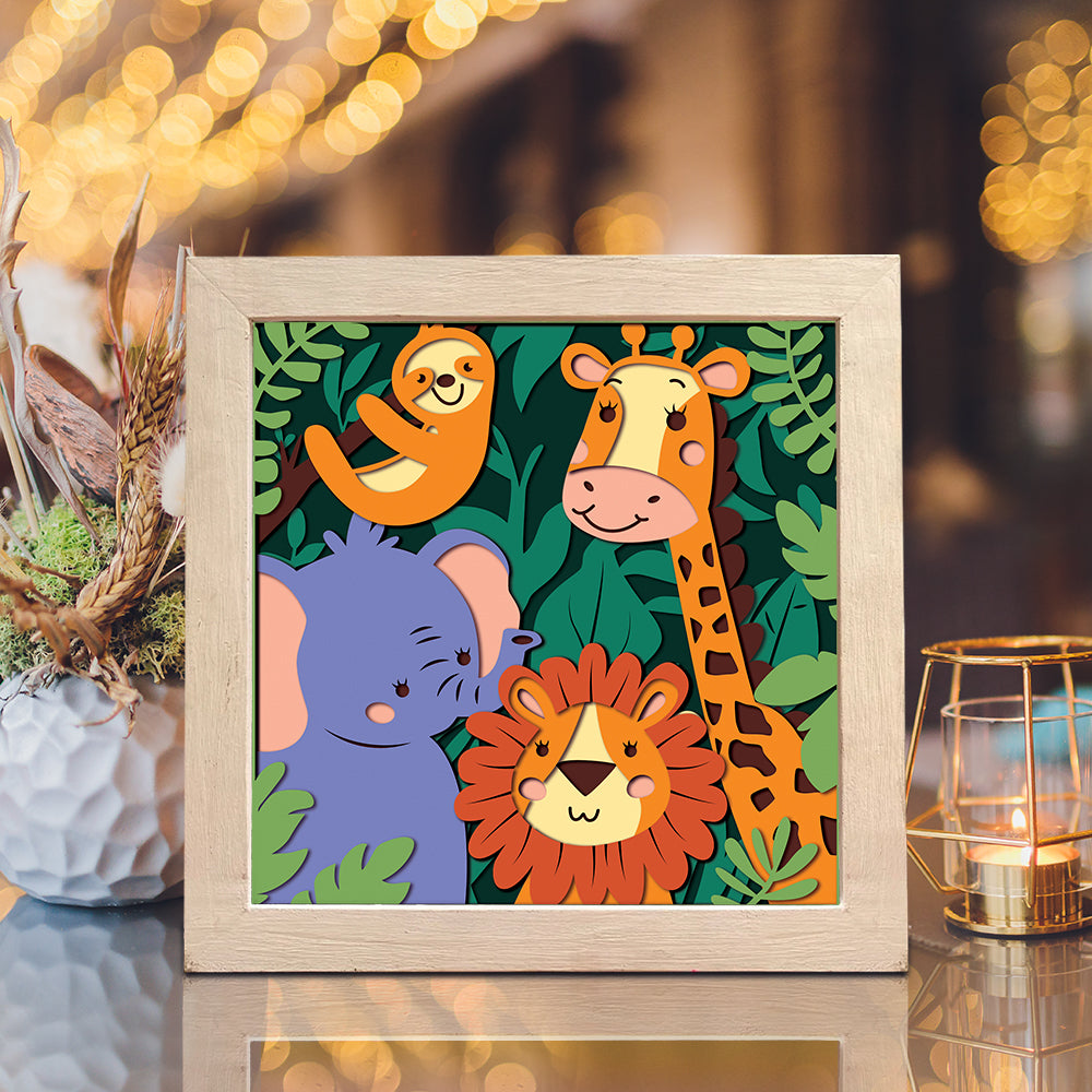 Funny Animals – Paper Cut Light Box File - Cricut File - 8x8 inches - LightBoxGoodMan
