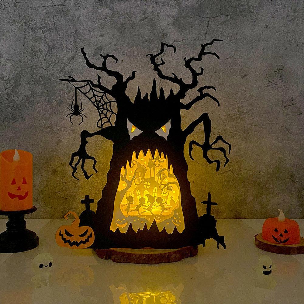 Halloween - 3D Ghost Tree Papercut Lightbox File - Cricut File 2 - LightBoxGoodMan