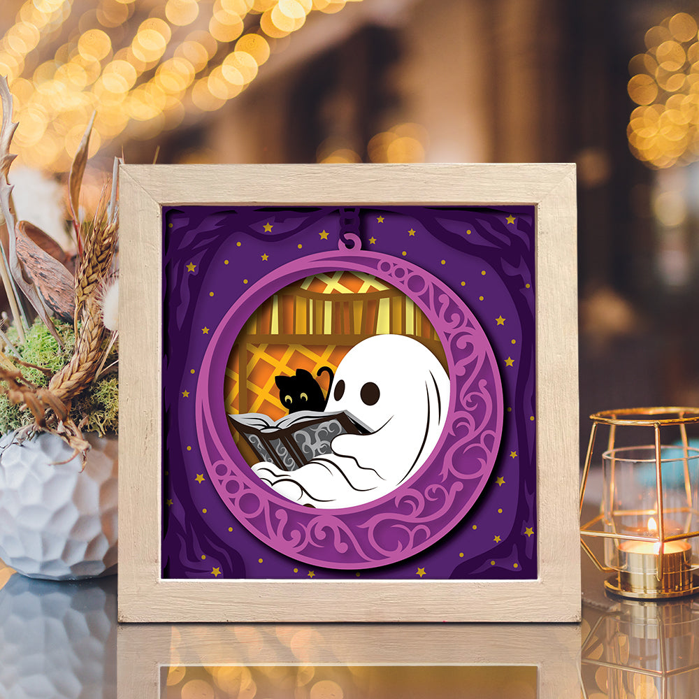 Chilling Ghost – Paper Cut Light Box File - Cricut File 2 - 8x8 inches - LightBoxGoodMan