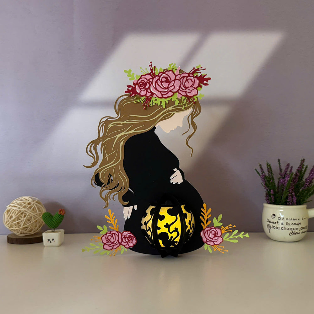 Pregnant Mother - 3D Pregnant Mom Shaped Lantern File - Cricut File 1 - LightBoxGoodMan