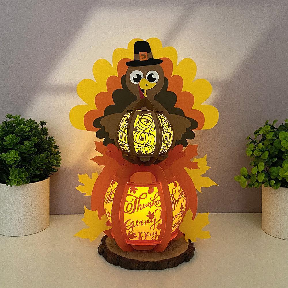 Pumpkin Turkey - Thanksgiving Themed 3D Lantern File - Cricut File 3 - LightBoxGoodMan