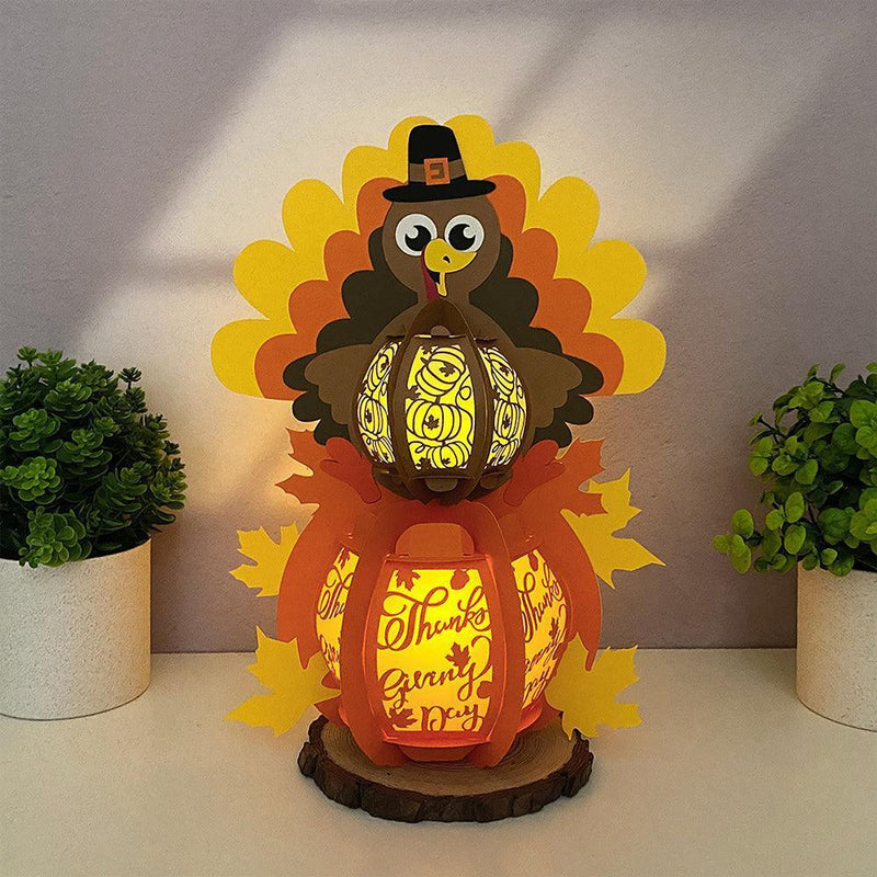 Pumpkin Turkey - Thanksgiving Themed 3D Lantern File - Cricut File 3 - LightBoxGoodMan