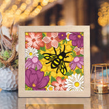 Bee And Flowers – Paper Cut Light Box File - Cricut File - 8x8 Inches - LightBoxGoodMan