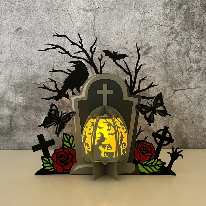 Tombstone 1 - 3D Halloween Tombstone Lantern File - Cricut File - LightBoxGoodMan