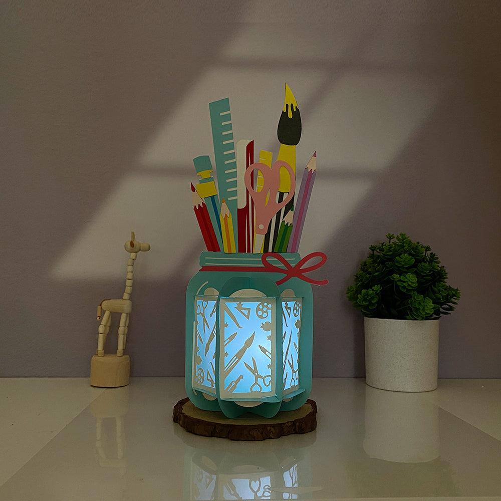 Tools Jar - School Themed 3D Papercut Lantern File - Cricut File 1 - LightBoxGoodMan