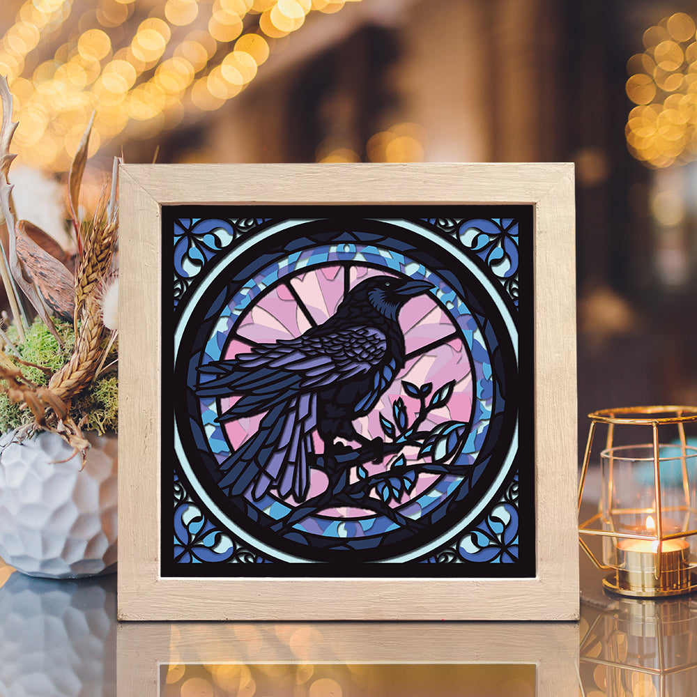 Raven Crow – Paper Cut Light Box File - Cricut File - 8x8 inches - LightBoxGoodMan