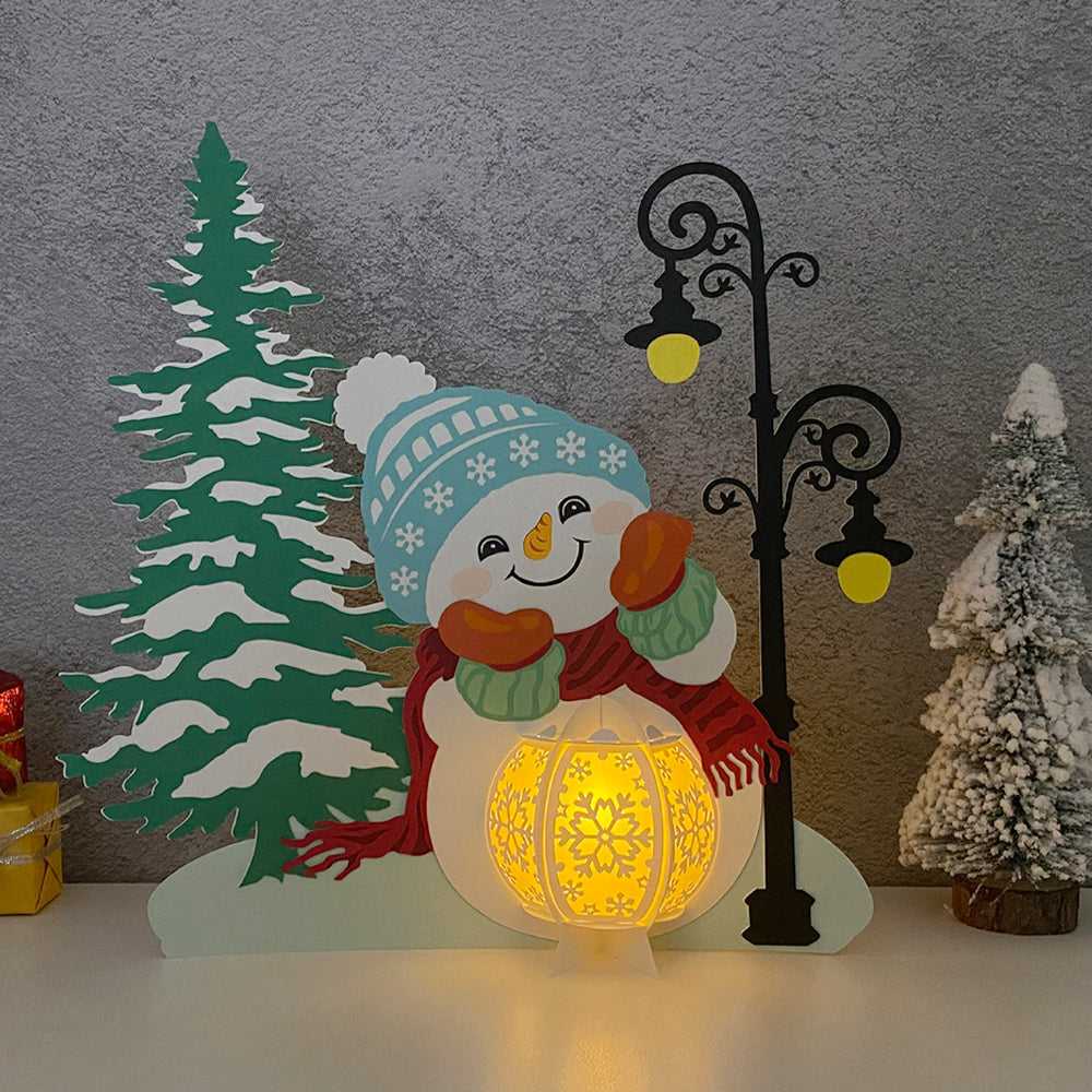 Christmas Snowman - 3D Christmas Lantern File - Cricut File 3 - LightBoxGoodMan
