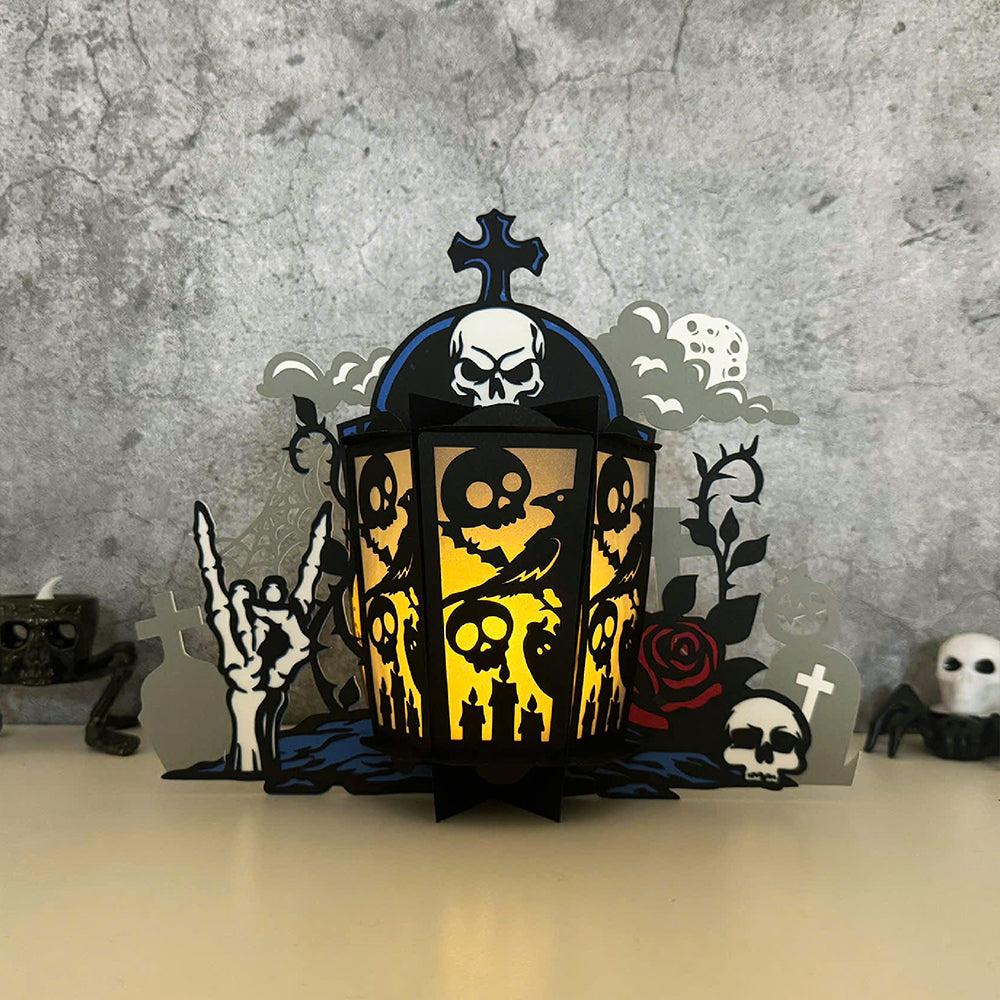 Tombstone 3 - 3D Halloween Tombstone Lantern File - Cricut File - LightBoxGoodMan