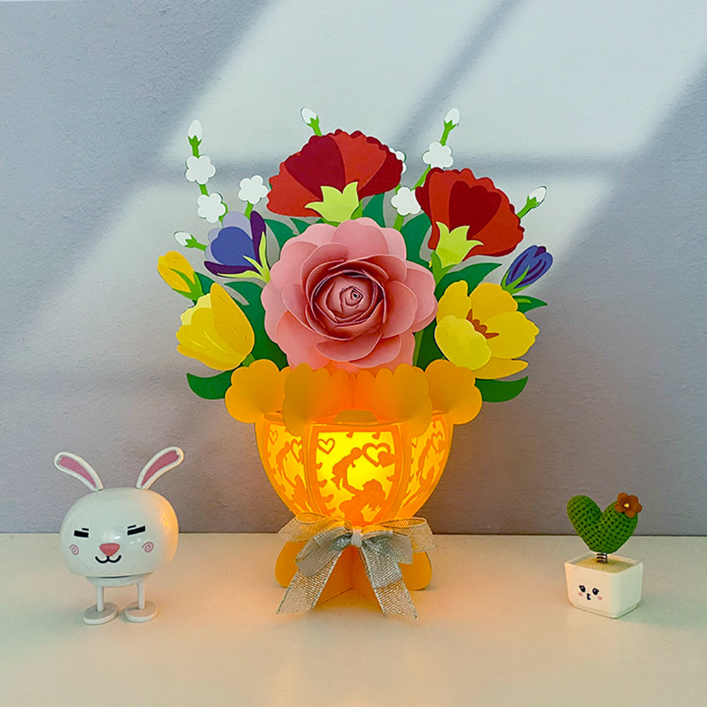 Flower Bouquet - 3D Flower Bouquet Lantern File - Cricut File 3 - LightBoxGoodMan