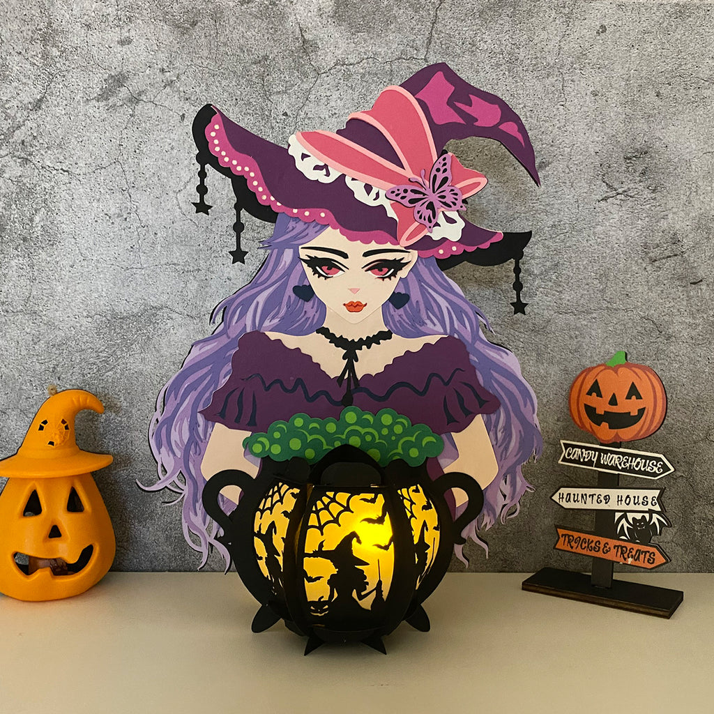 Witch's Cauldron 4  - 3D Witch Lantern File - Cricut File - LightBoxGoodMan