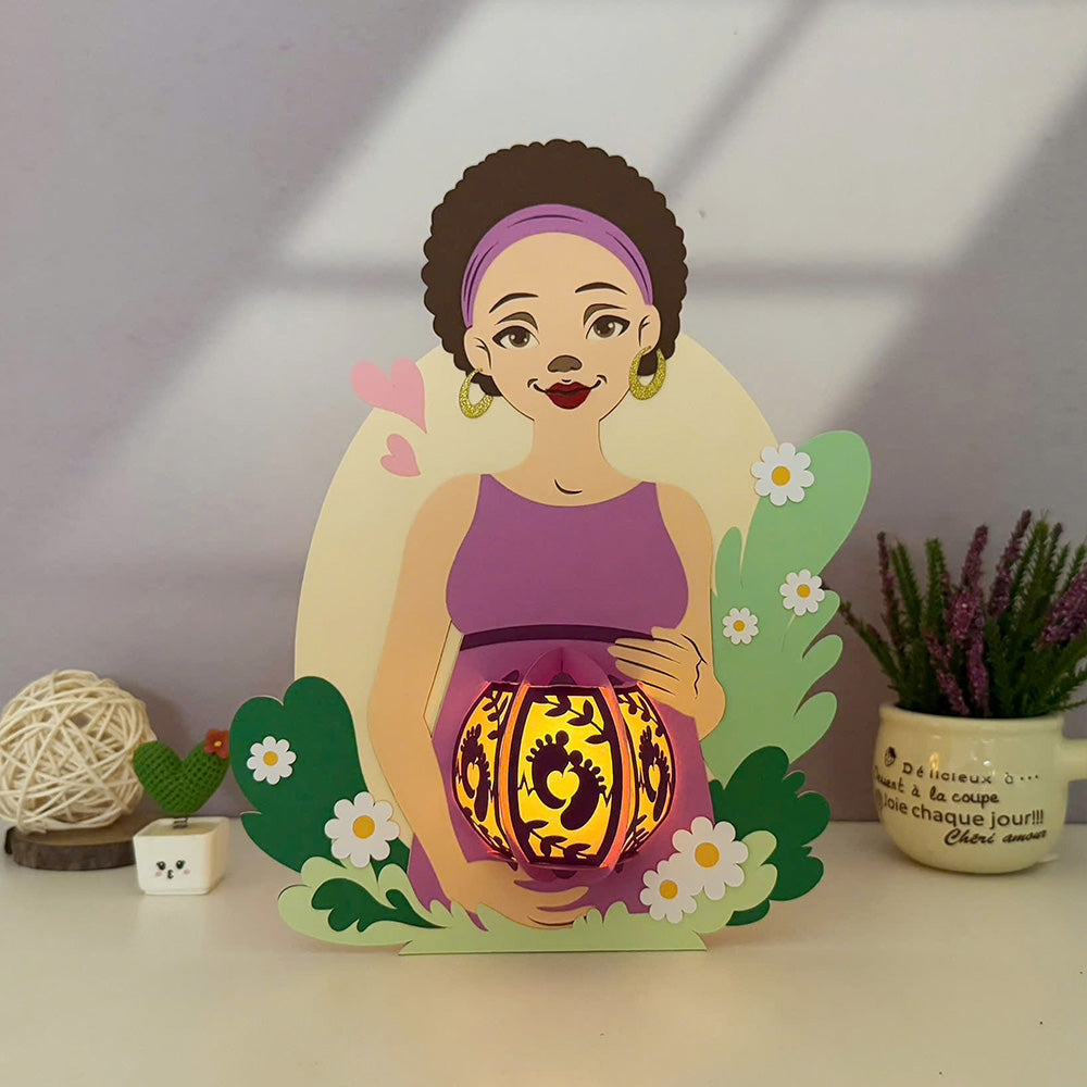 Pregnant Mother - 3D Pregnant Mom Shaped Lantern File - Cricut File 3 - LightBoxGoodMan