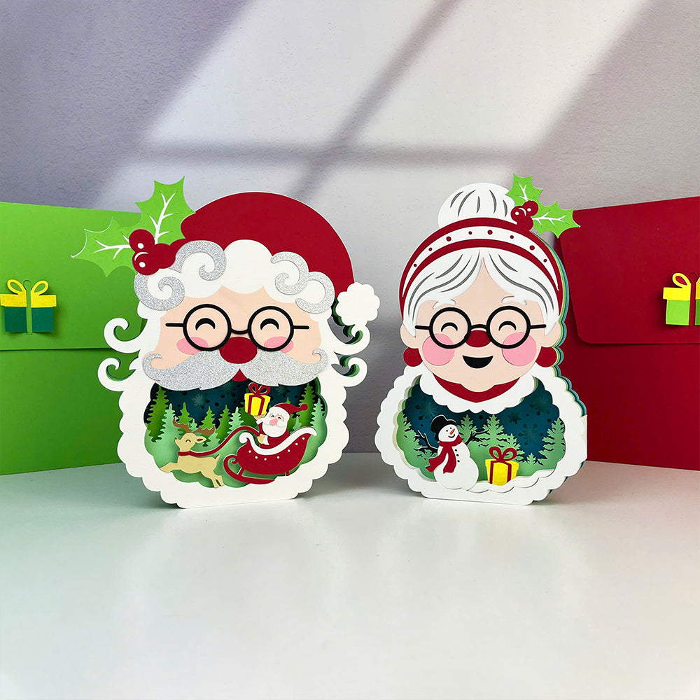 Pack 2 Santa and Mrs. Claus - 3D Christmas Pop-up Card File - Cricut File 1 - LightBoxGoodMan