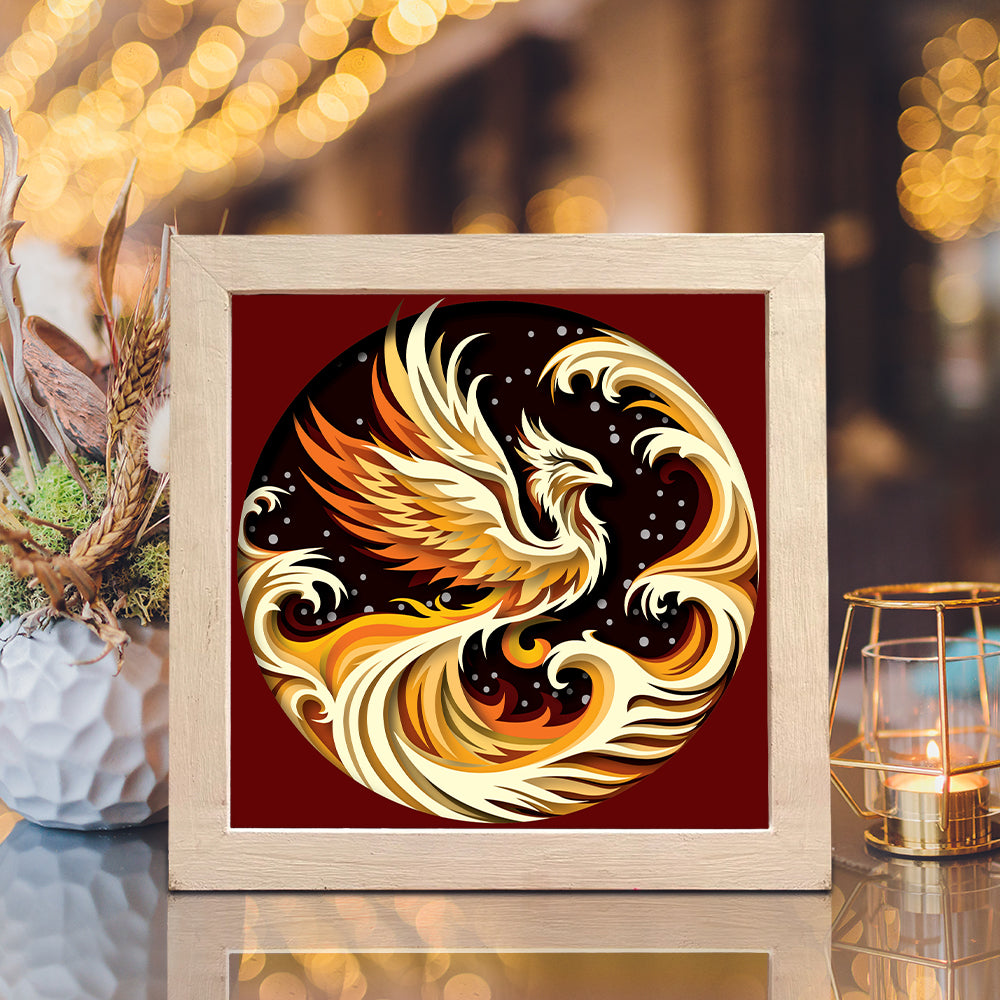Colorful Phoenix – Paper Cut Light Box File - Cricut File - 8x8 inches - LightBoxGoodMan