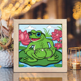 Frog And Lotus – Paper Cut Light Box File - Cricut File - 8x8 inches - LightBoxGoodMan