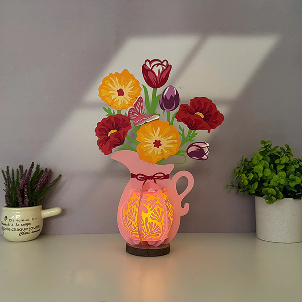 Poppy Mix Tulip - 3D Flower Vase Lantern File - Cricut File 4 - LightBoxGoodMan