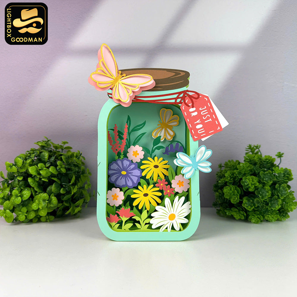 Flower Mason Jar - 3D Flower Pop-up Card File - Cricut File 1 - LightBoxGoodMan