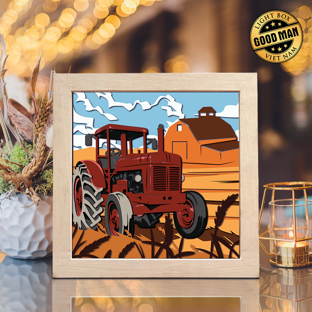 Tractor – Paper Cut Light Box File - Cricut File - 8x8 inches - LightBoxGoodMan