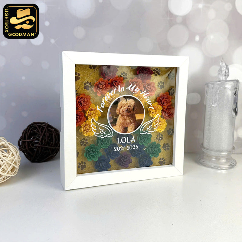 Custom Paw Pet Memorial – Paper Cut Flower Shadow Box File - Cricut File - 7x7 Inches 0- LightBoxGoodMan