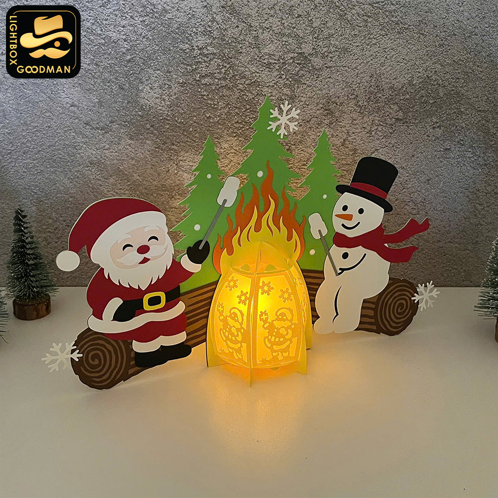 Christmas Campfire 2 - 3D Christmas Campfire Lantern File - Cricut File 3 - LightBoxGoodMan