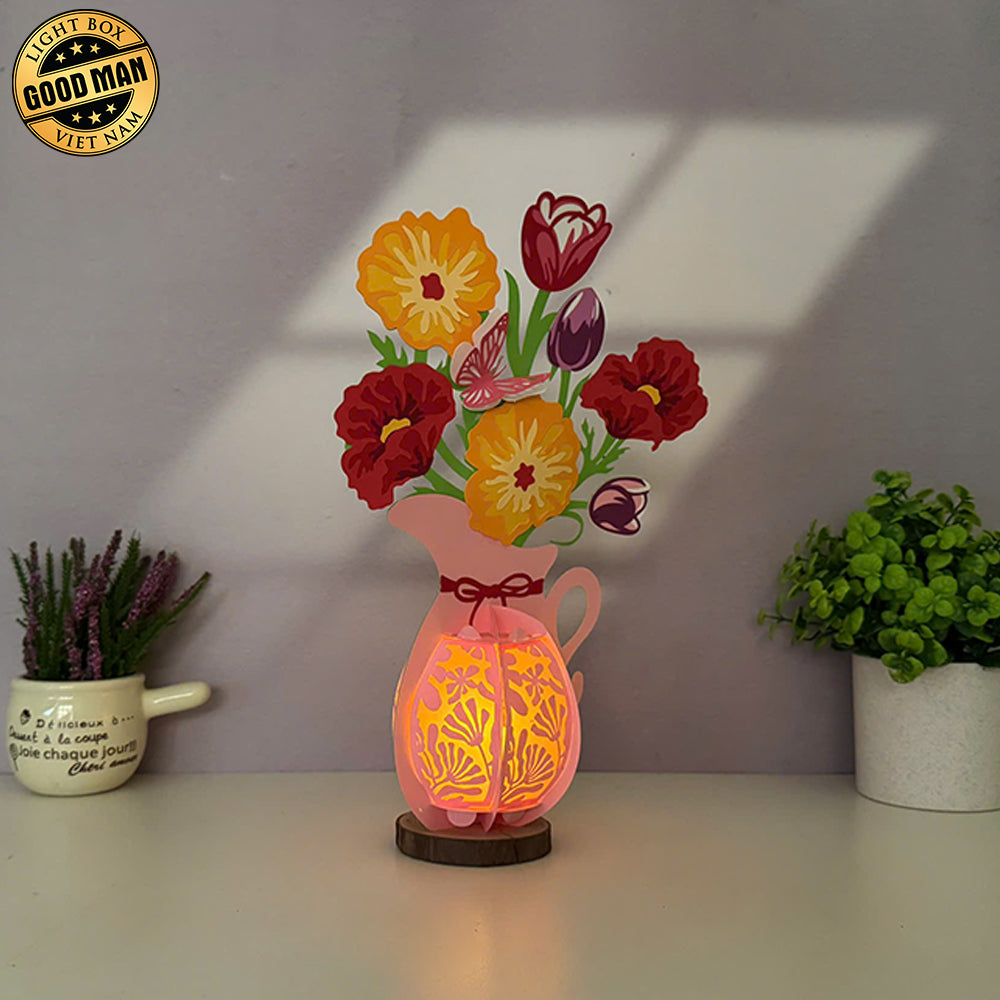 Poppy Mix Tulip - 3D Flower Vase Lantern File - Cricut File 4 - LightBoxGoodMan