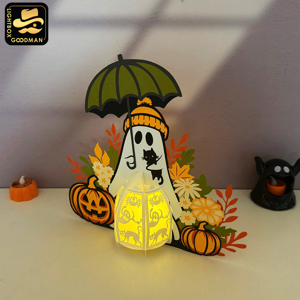 Cute Ghost Umbrella - 3D Halloween Ghost Lantern File - Cricut File - LightBoxGoodMan