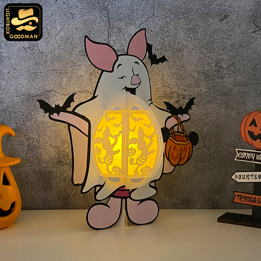 Piglet Halloween - Winnie The Pooh Themed 3D Halloween Lantern File - Cricut File 1 - LightBoxGoodMan