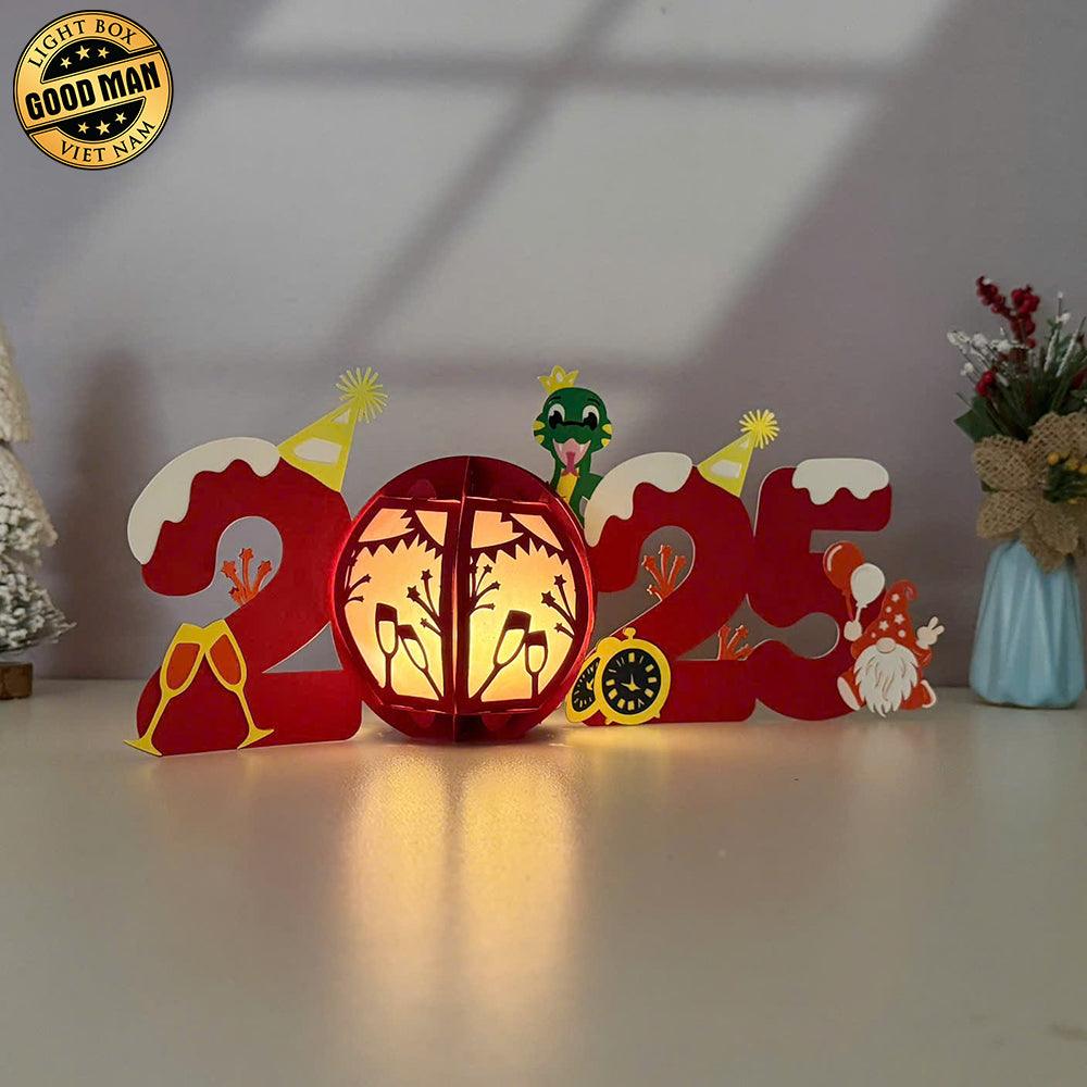 Happy New Year 2025 - 3D  New Year Lantern File - Cricut File 1 - LightBoxGoodMan