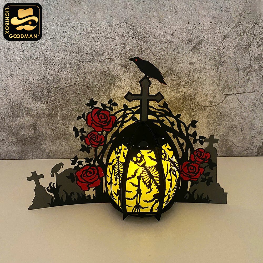Tombstone 2 - 3D Halloween Tombstone Lantern File - Cricut File - LightBoxGoodMan