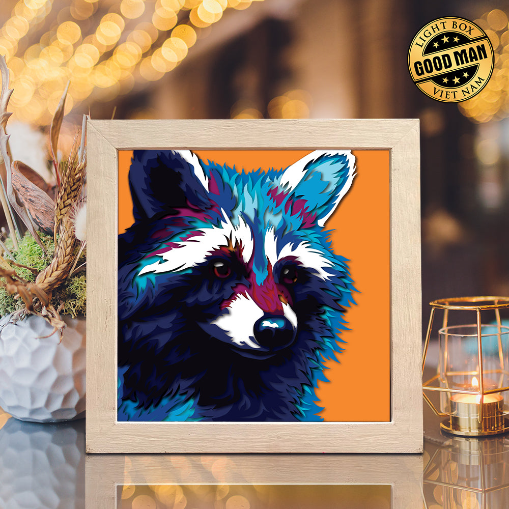 Raccoon – Paper Cut Light Box File - Cricut File - 8x8 inches - LightBoxGoodMan