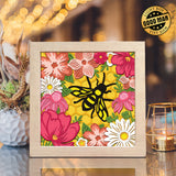 Bee And Flowers – Paper Cut Light Box File - Cricut File - 8x8 Inches - LightBoxGoodMan