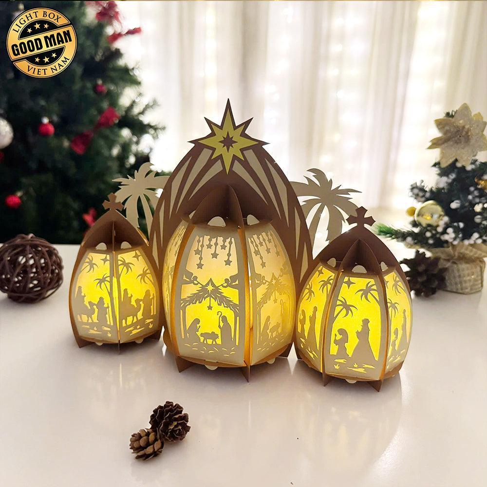 Nativity House - 3D Christmas Lantern File - Cricut File 1 - LightBoxGoodMan