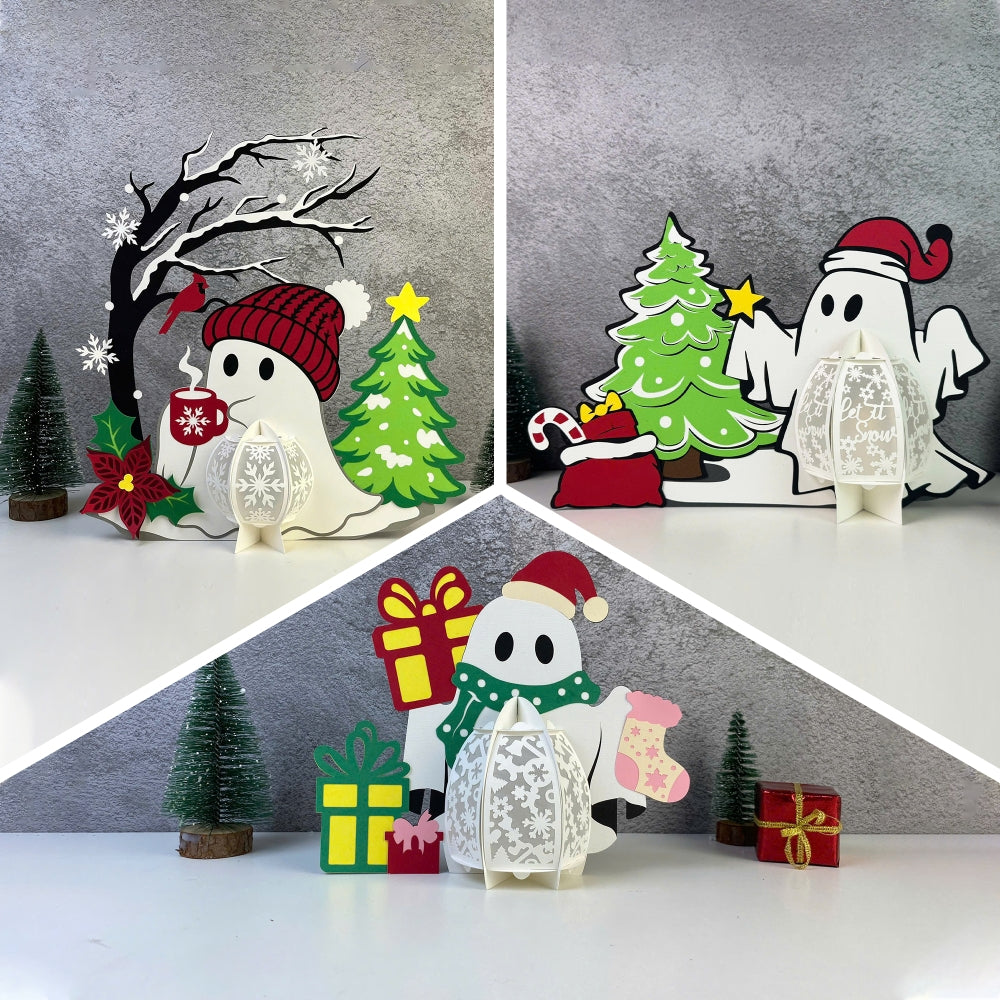 Pack 3 Christmas Ghost - 3D Christmas Lantern File - Cricut File - LightBoxGoodMan