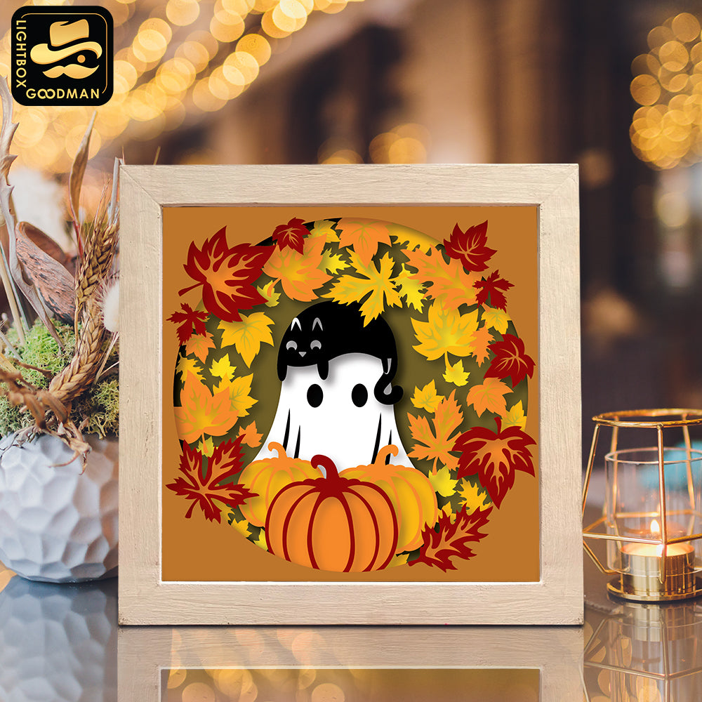 Autumn Ghost – Paper Cut Light Box File - Cricut File 2 - 8x8 inches - LightBoxGoodMan