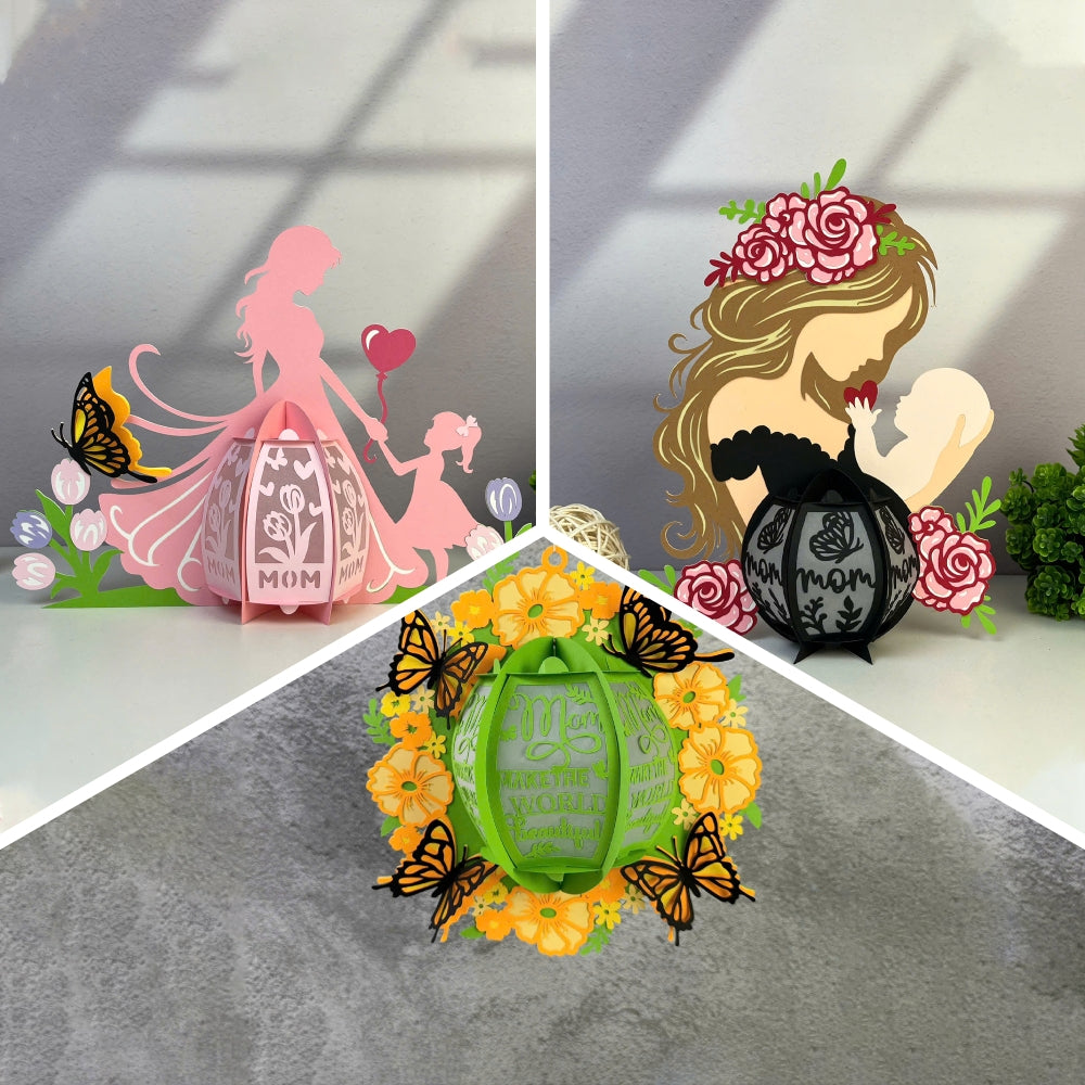 Pack 3 Lantern Praising Mom - Mother's Day Themed 3D Lantern File - Cricut File - LightBoxGoodMan