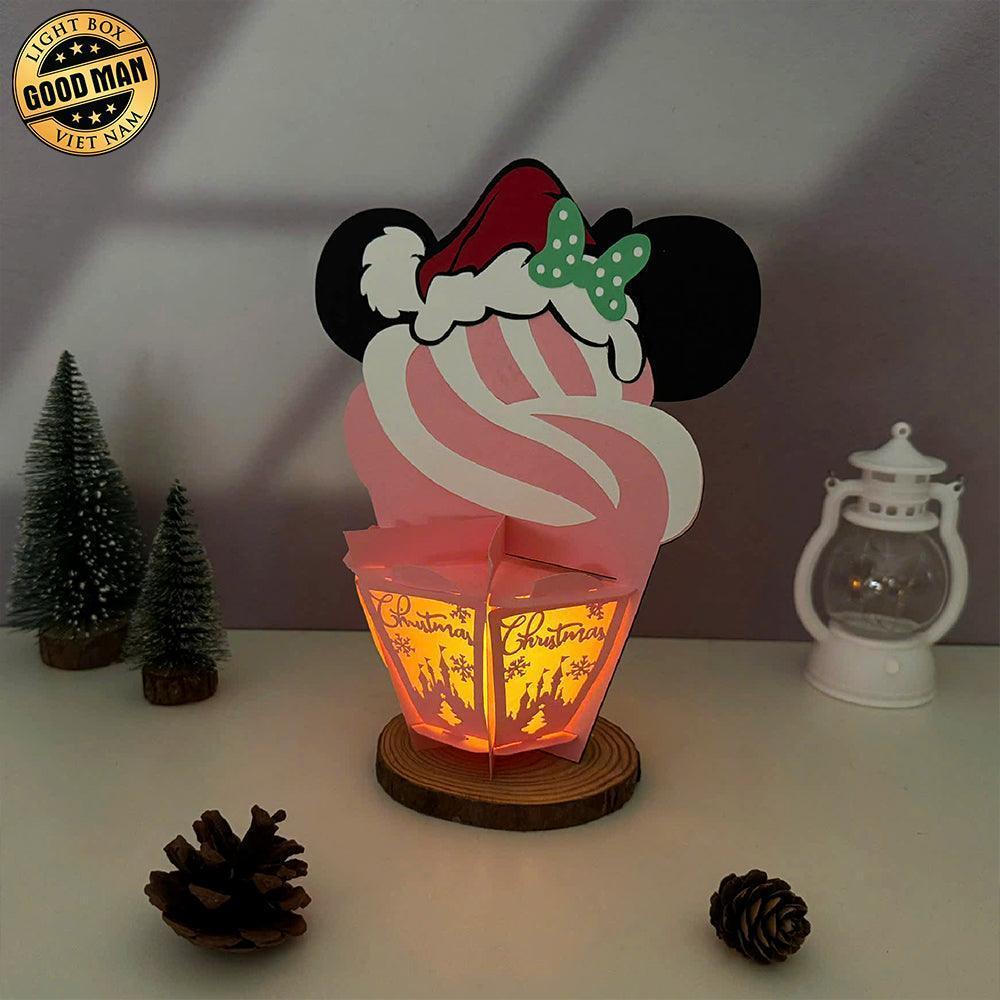 Minnie Xmas - 3D Christmas Cupcake Papercut Lantern File - Cricut File 3 - LightBoxGoodMan