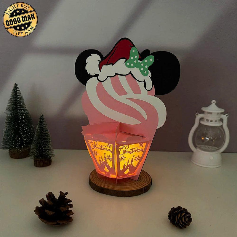 Minnie Xmas - 3D Christmas Cupcake Papercut Lantern File - Cricut File 3 - LightBoxGoodMan