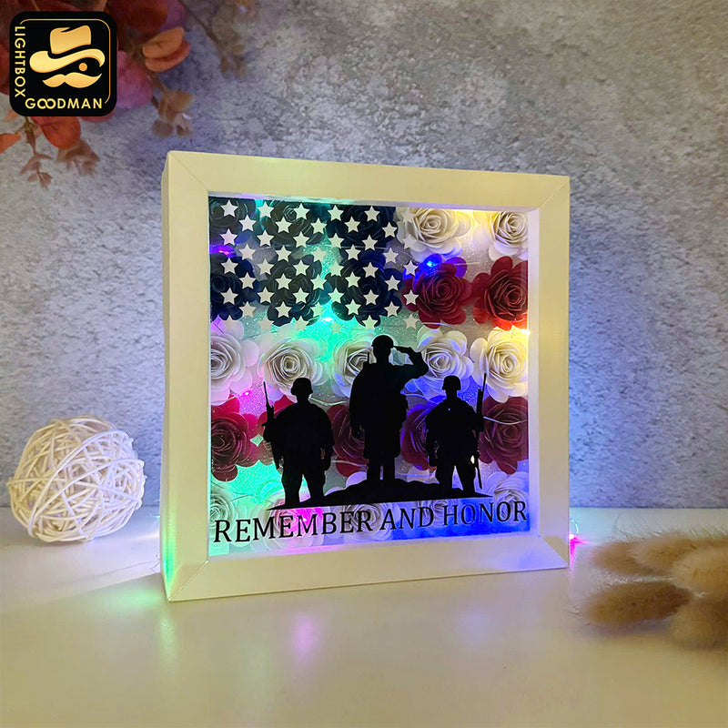 Memorial Day – Paper Cut Flower Shadow Box File - Cricut File - 7x7 Inches - LightBoxGoodMan