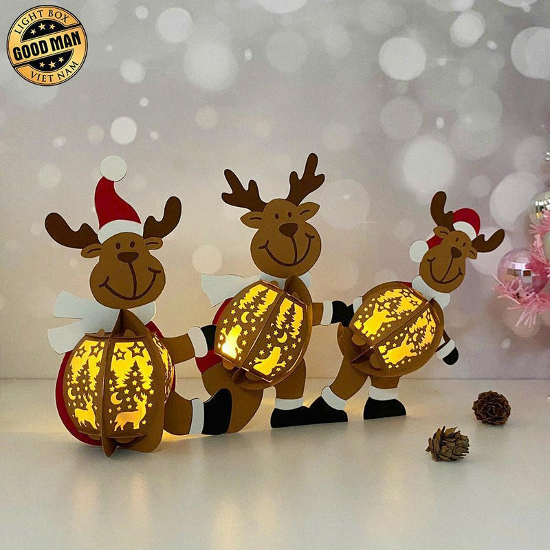 Reindeer - 3D Christmas Lantern File - Cricut File 4 - LightBoxGoodMan