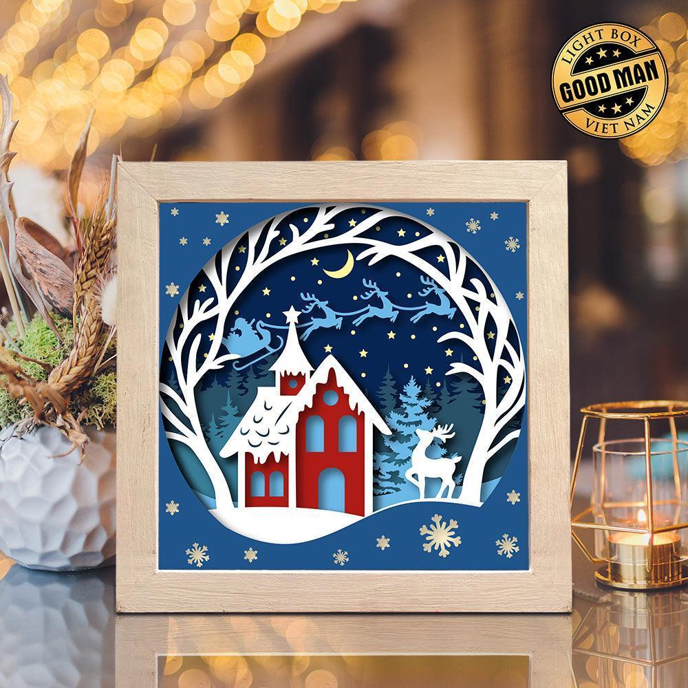 Christmas In The Forest – Paper Cut Light Box File - Cricut File - 8x8 inches - LightBoxGoodMan