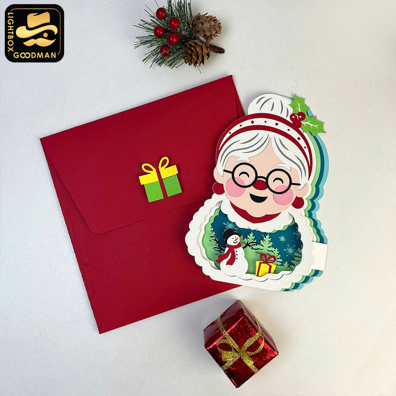 Mrs. Claus - 3D Christmas Pop-up Card File - Cricut File 1 - LightBoxGoodMan
