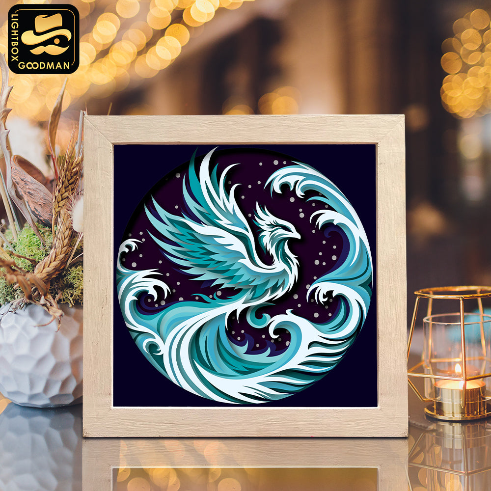 Colorful Phoenix – Paper Cut Light Box File - Cricut File - 8x8 inches - LightBoxGoodMan
