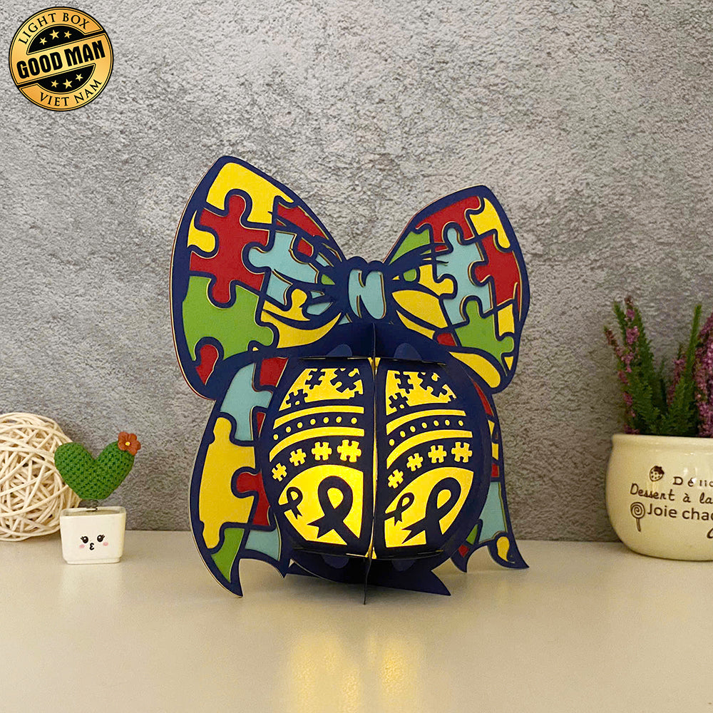 Autism - World Autism Awareness Day Themed 3D Lantern File - Cricut File 3 - LightBoxGoodMan